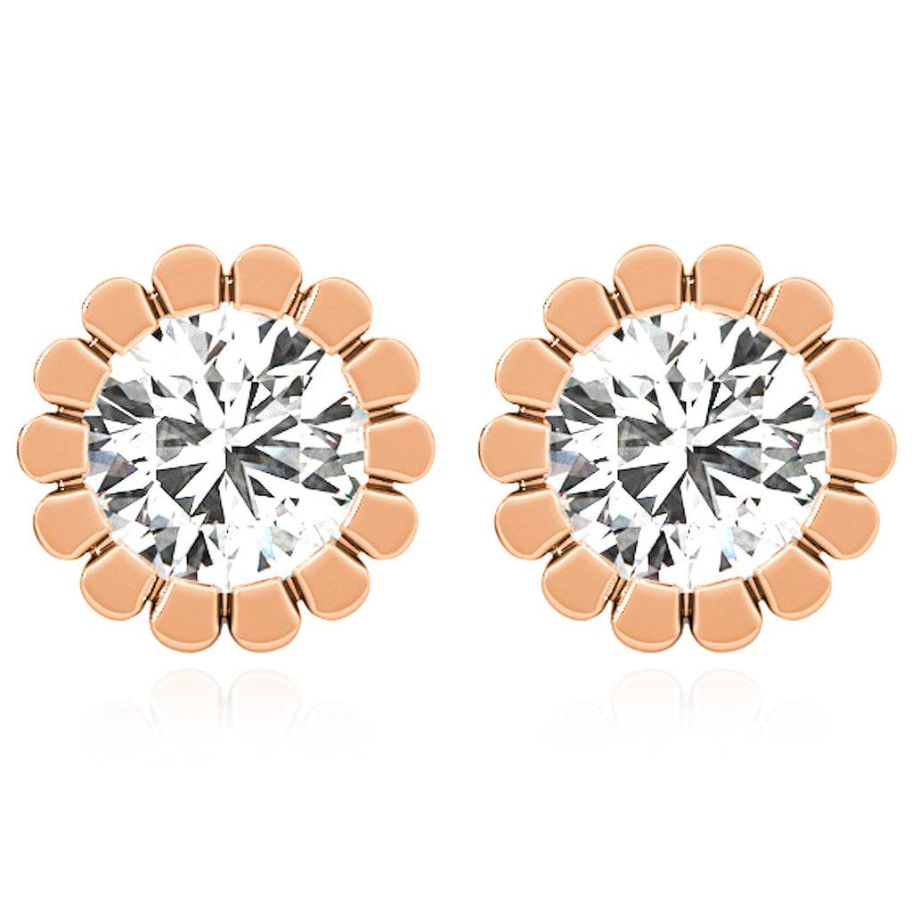 14K Gold Flower Stud Earrings J39855