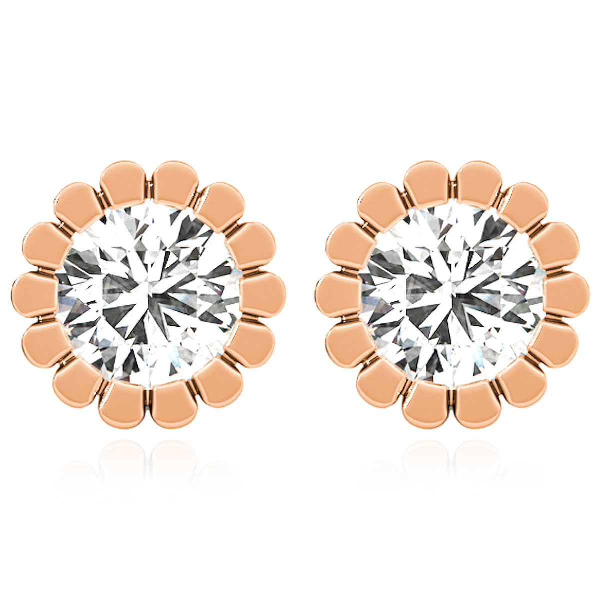 14K Gold Flower Stud Earrings J39855