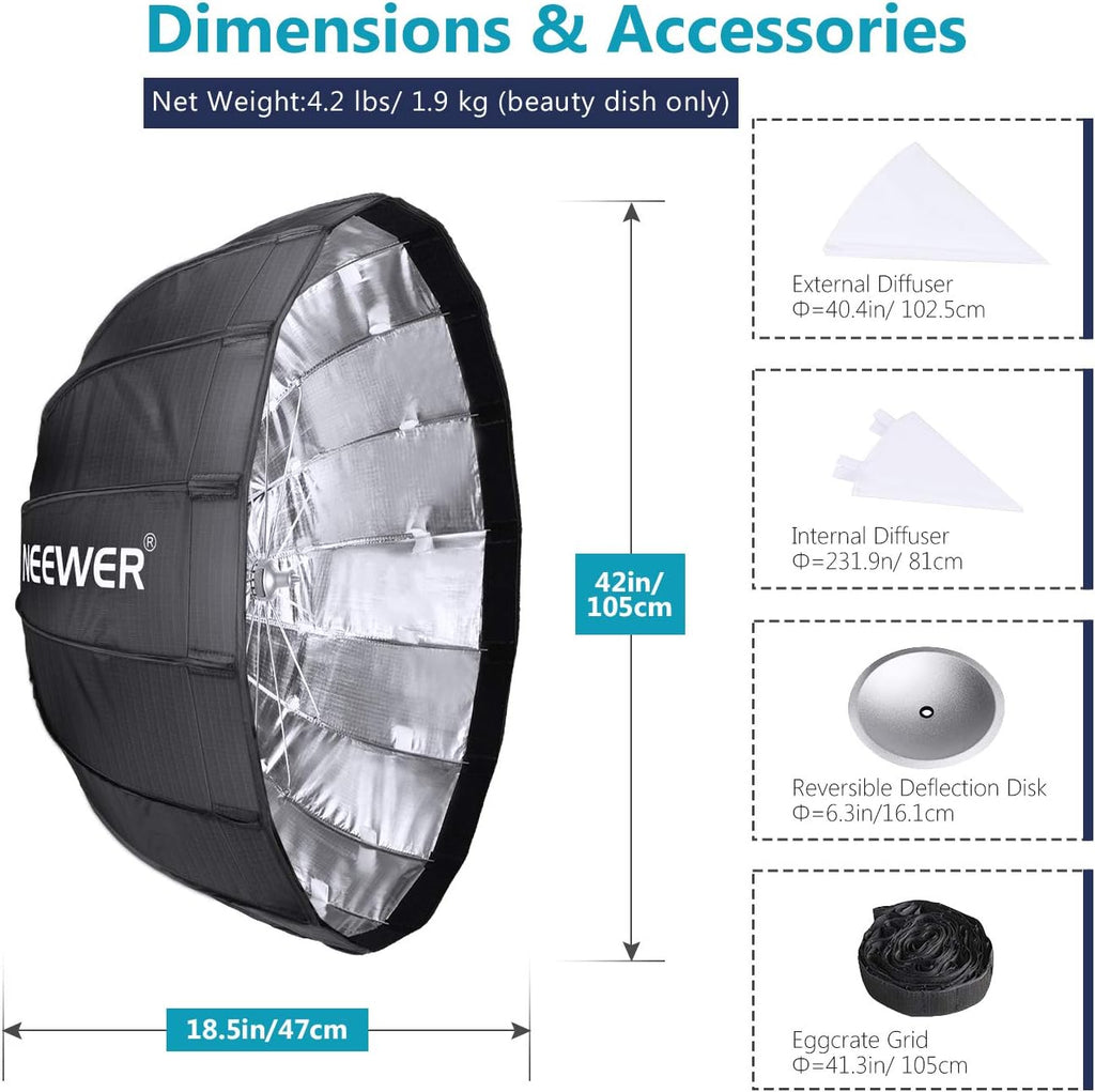 35.4 inches Foldable Octagonal Softbox with Bowens Mount Speedring, Carrying Case L4608