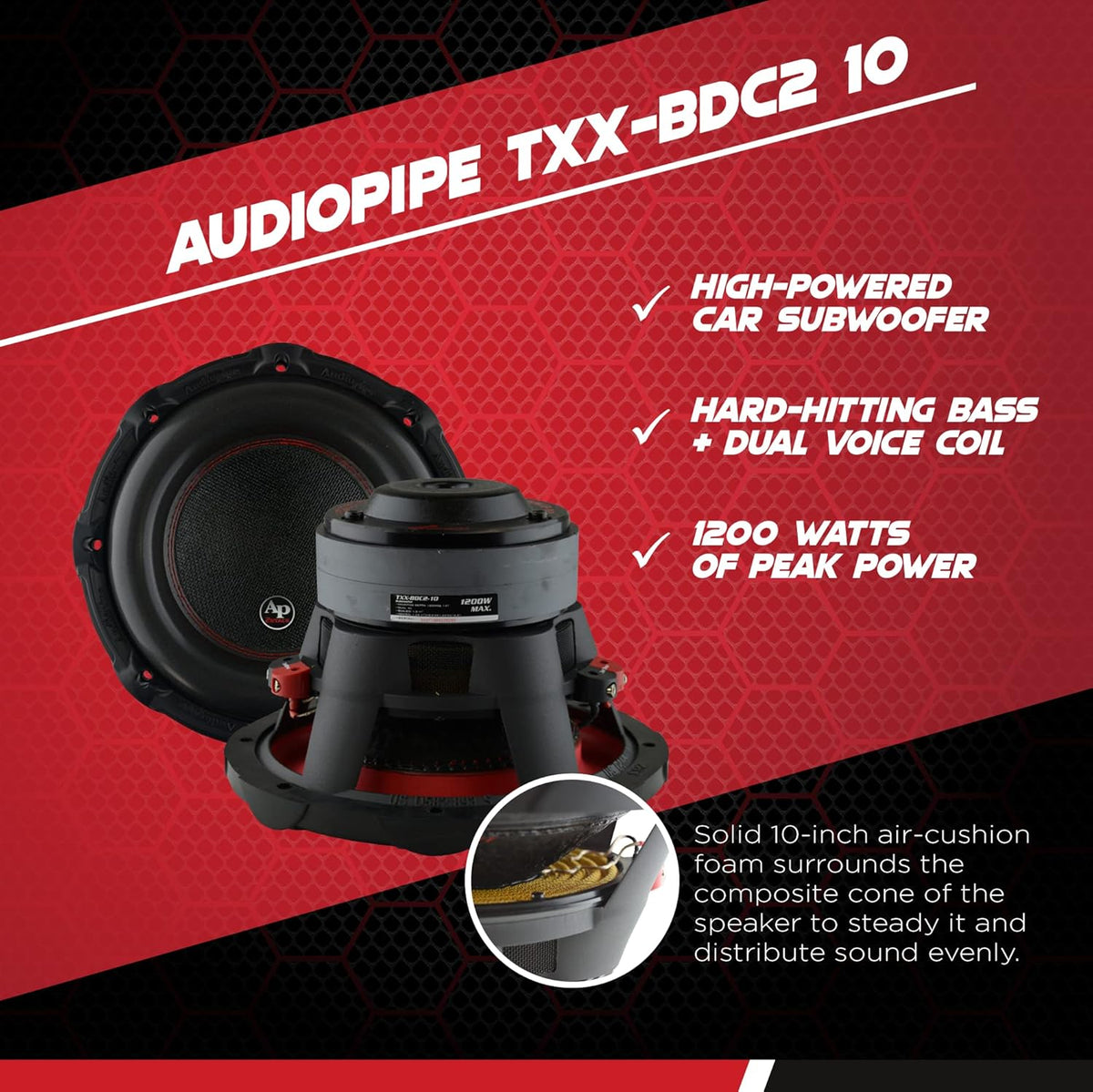 10 Inch 1,200 Watt 4 Ohm DVC Car Audio Subwoofer X944