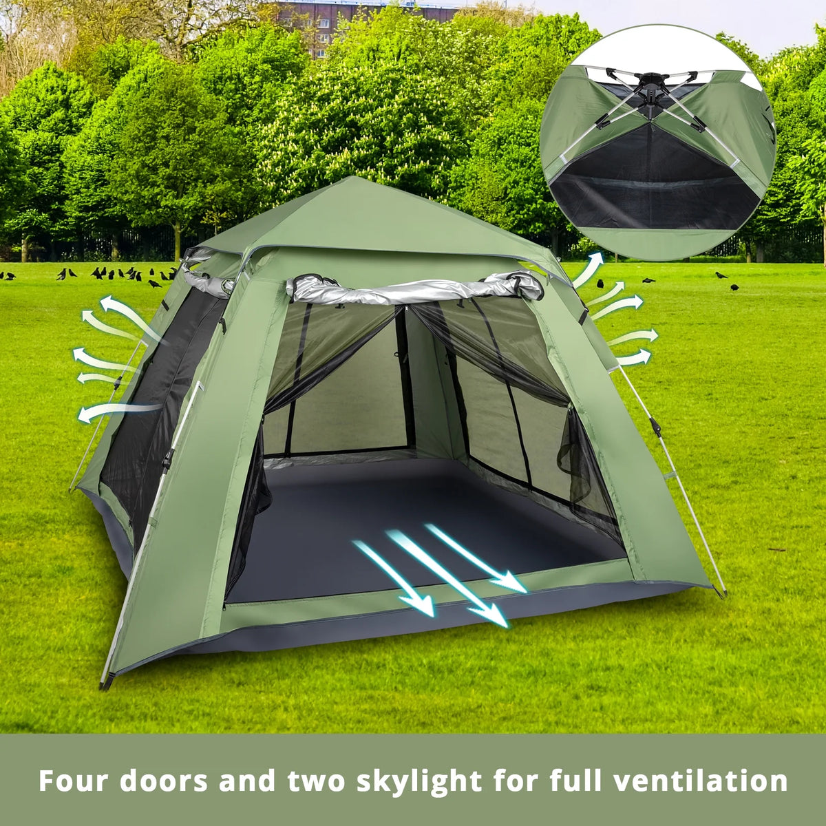 Green Quick Open Camping Tent for 4 Person Z832
