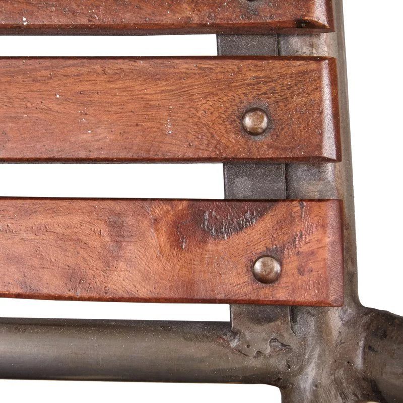 Brown Wood and Metal Frame Bar Stool F48926