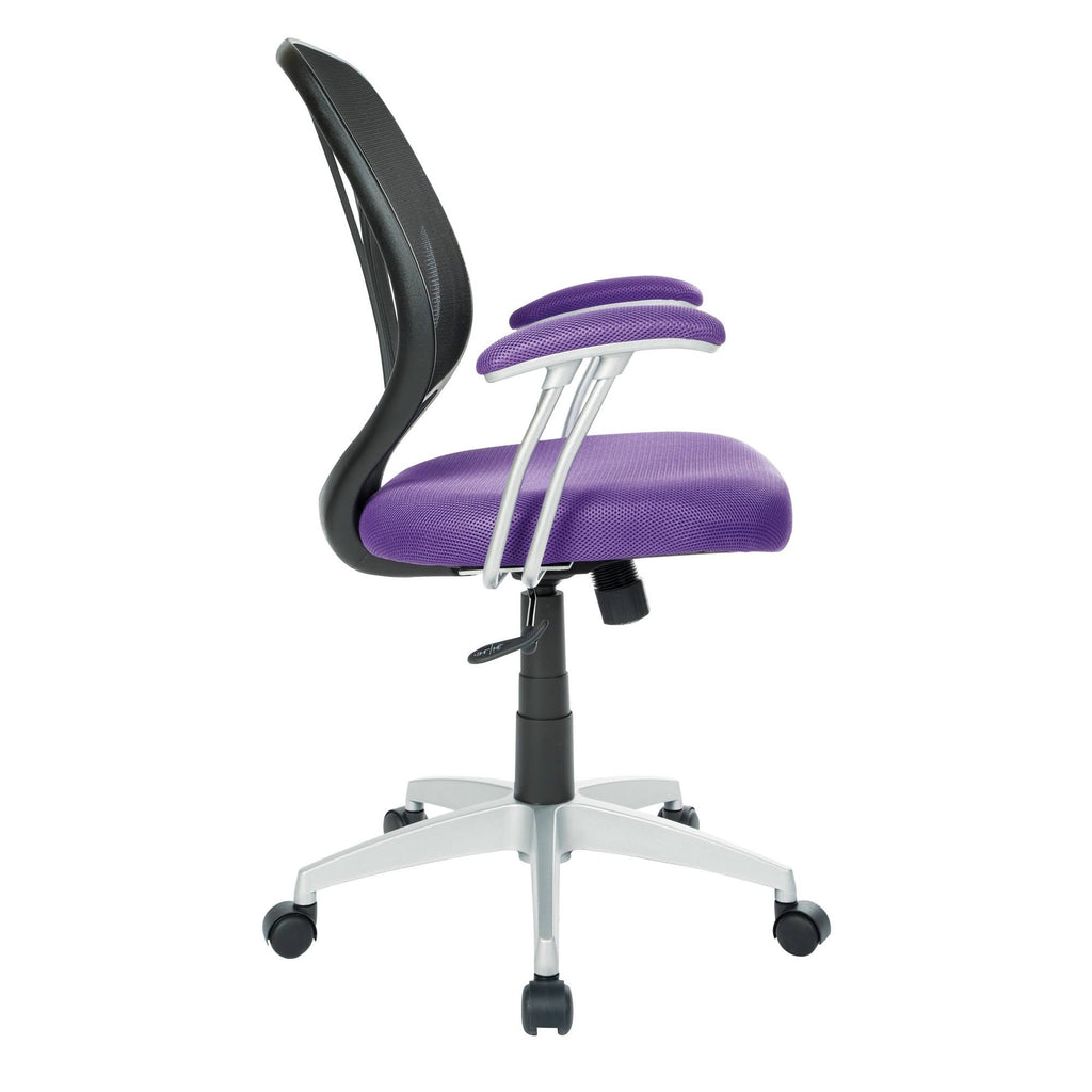 Purple Mesh Screen Back Chair with Silver Coated Arms and Base M67816