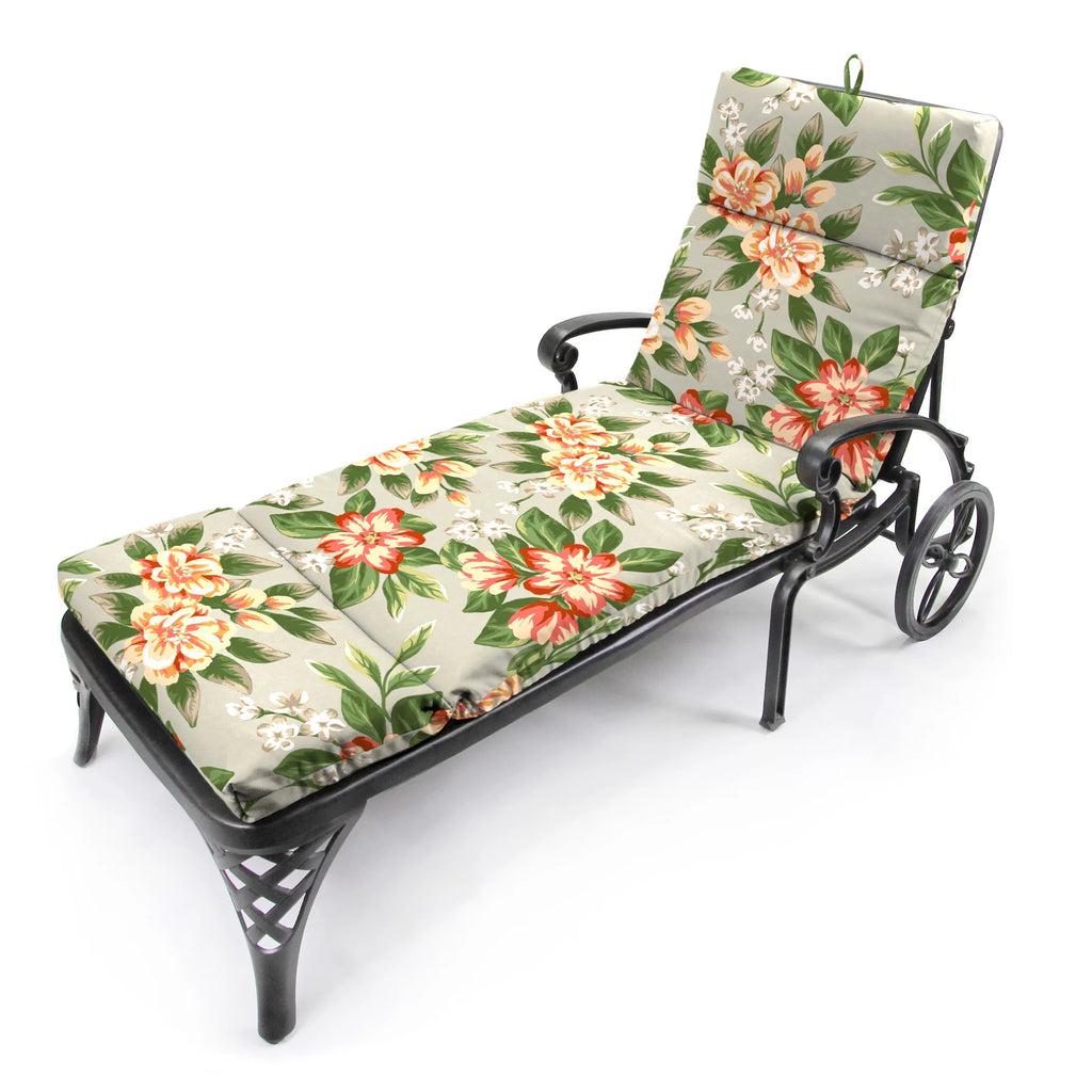Grey Floral Rectangular Outdoor Chaise Lounge Cushion A29274