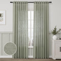 Sage Green Semi Sheer Linen Curtains 84 Inch Length 2 Panels Set Back Pocket 52x84 A46641