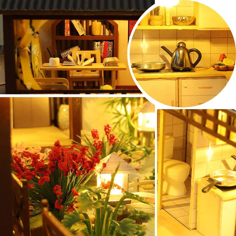 3-Story Wooden Dollhouse Kit with LED Light R854649