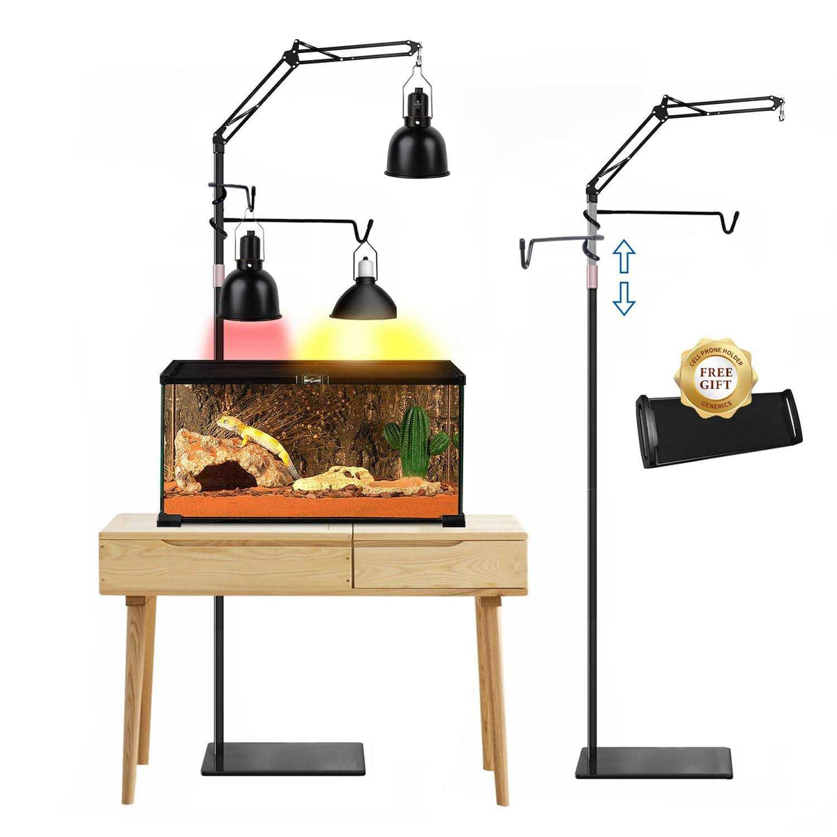 Reptile Dual Lamp Stand with Two Hooks T380551