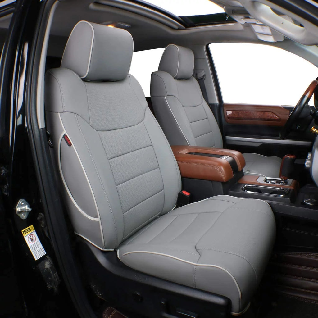 Custom Fit Leatherette Car Seat Covers Full Set Gray T173417