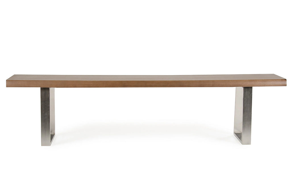 17-inch Walnut Wood and Steel Dining Bench P3554