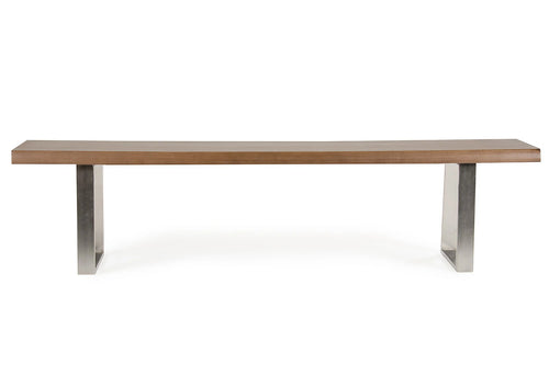 17-inch Walnut Wood and Steel Dining Bench P3554