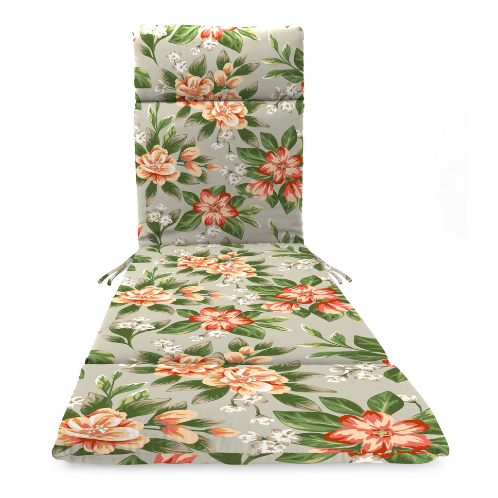 Grey Floral Rectangular Outdoor Chaise Lounge Cushion A29274