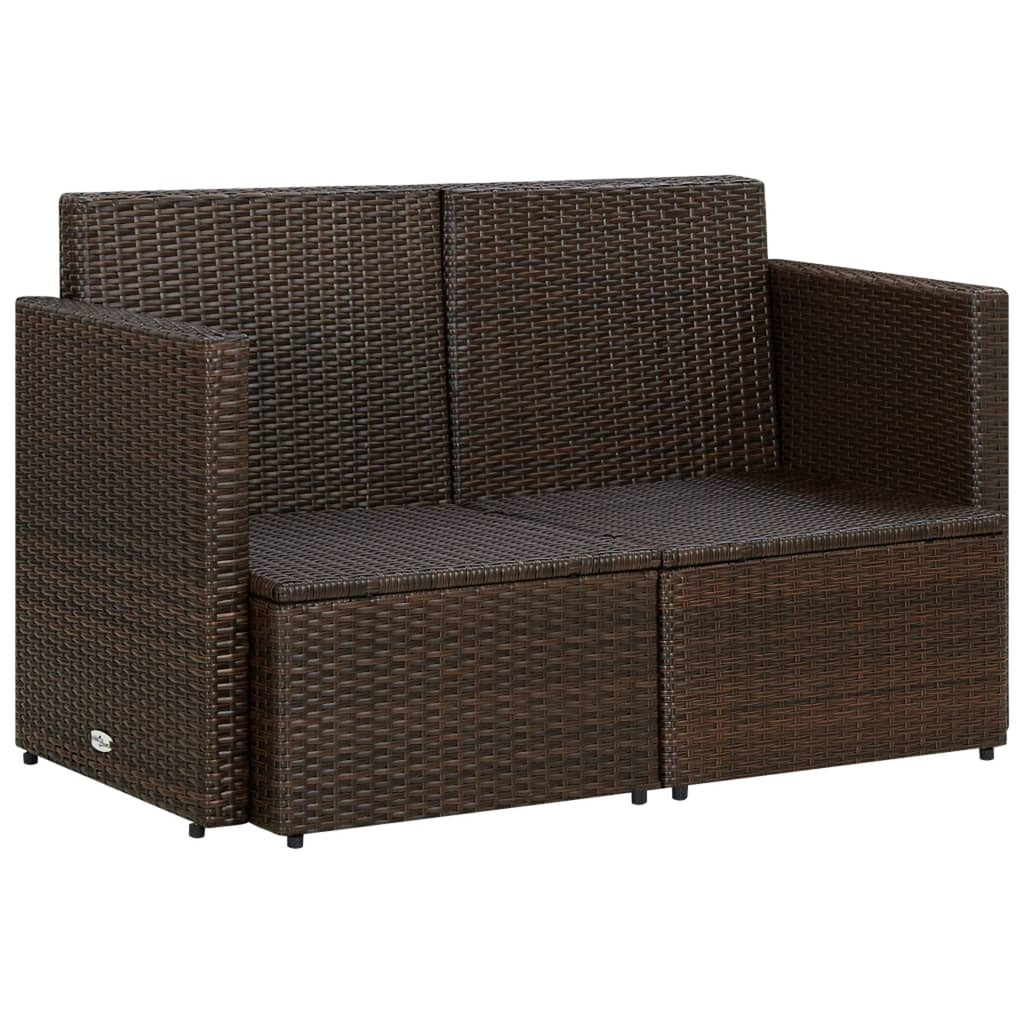 Brown Poly Rattan 2 Seater Outdoor Sofa with Cushion U39823
