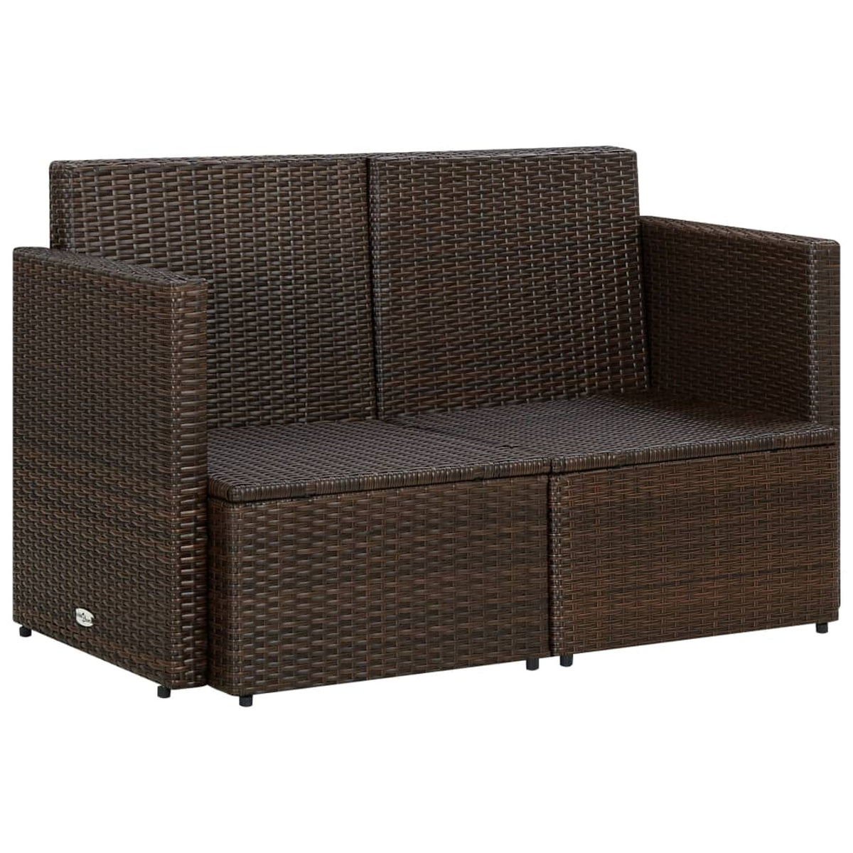 Brown Poly Rattan 2 Seater Outdoor Sofa with Cushion U39823