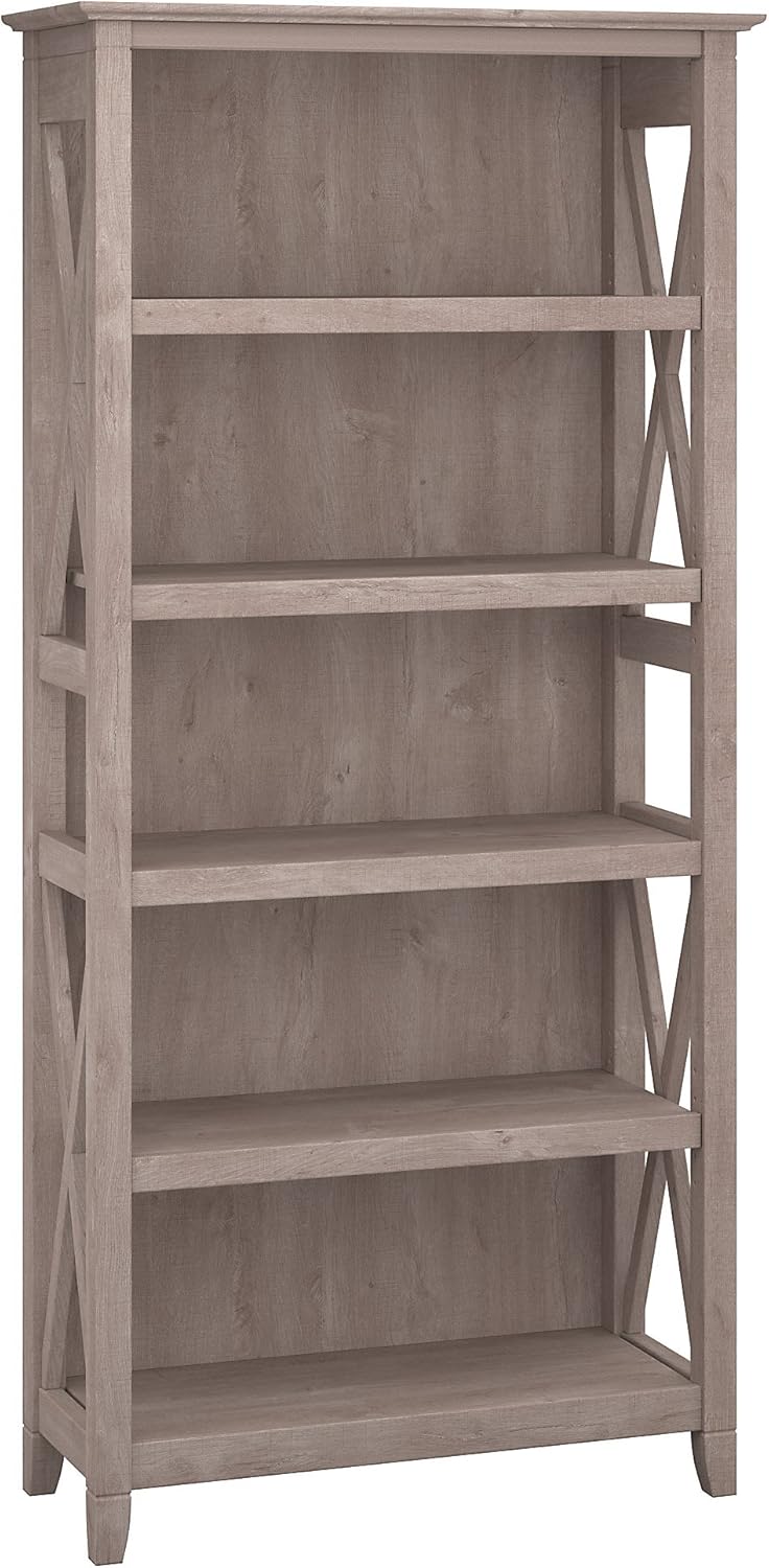 5 Shelf Bookcase in Washed Gray V379