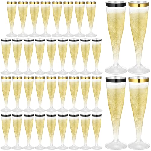 36 Pcs Clear Plastic Champagne Flutes 4.5 oz Disposable D690082