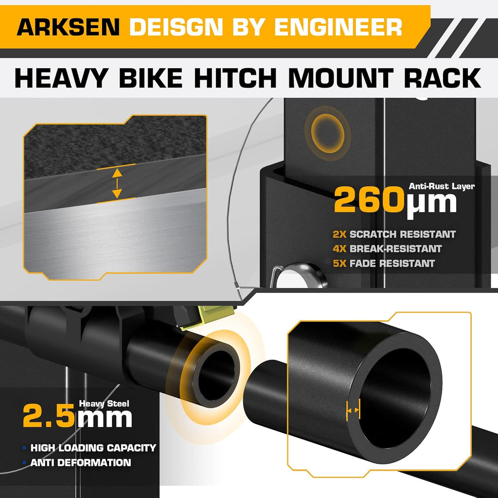 3 Bike Hitch Mount Carrier with Tie Down Strap I795