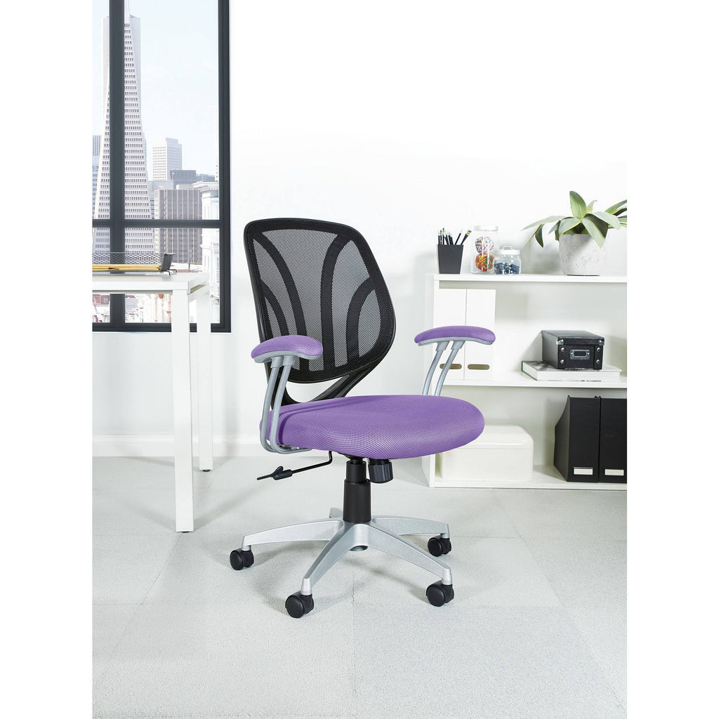 Purple Mesh Screen Back Chair with Silver Coated Arms and Base M67816