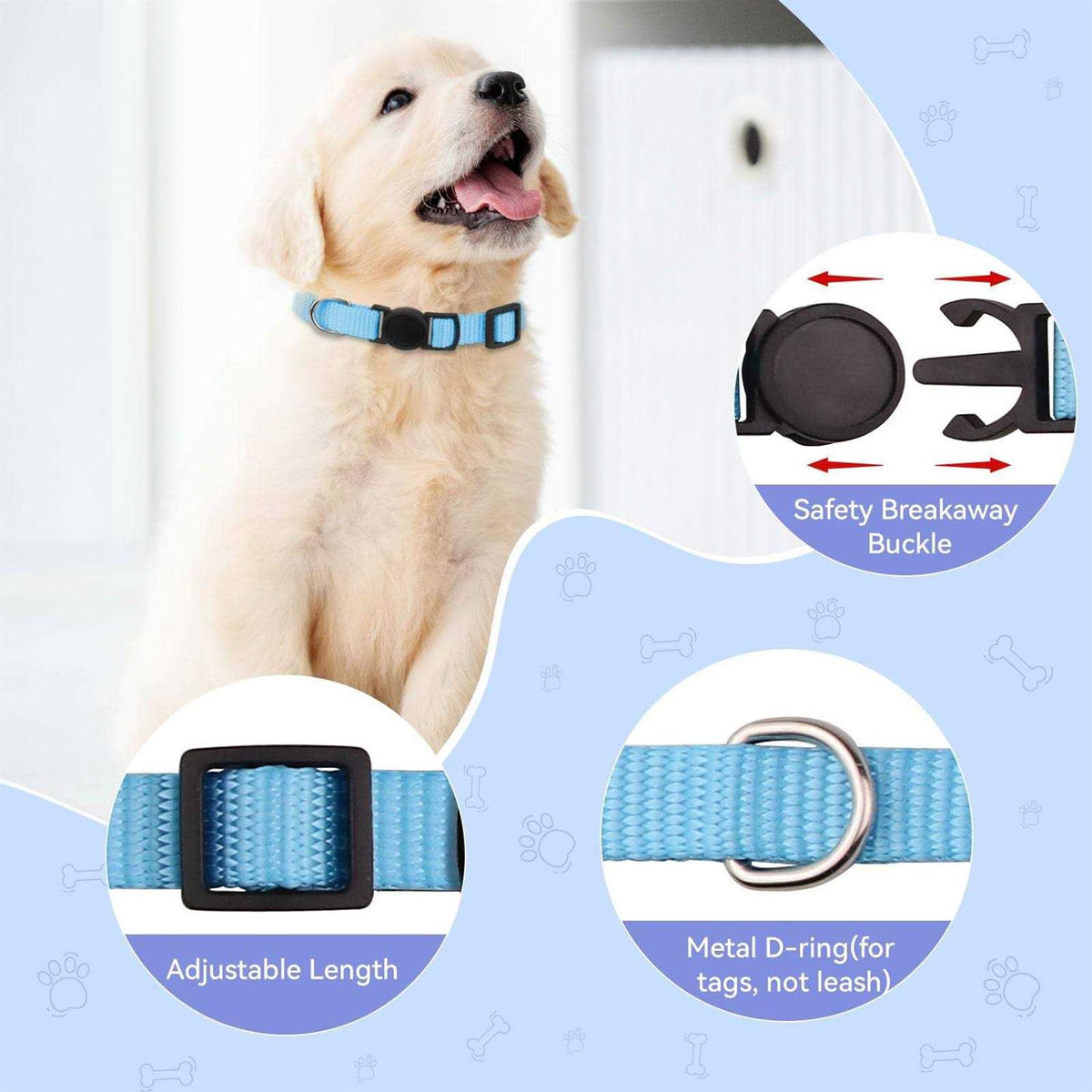 Soft Nylon Adjustable Breakaway Puppy ID Collar 14 Pc Z346