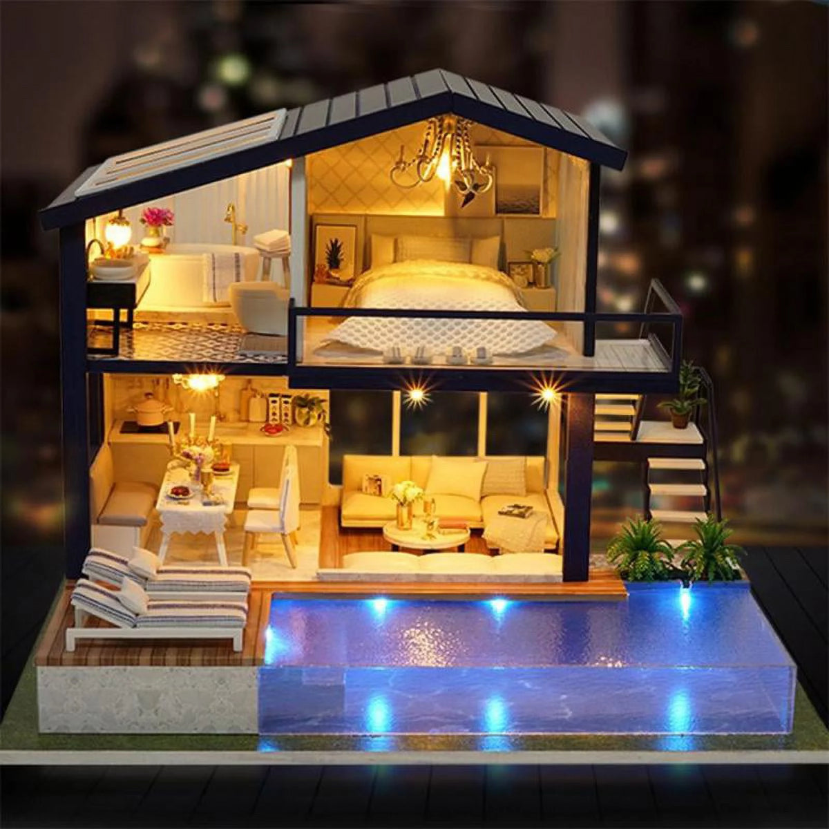 Miniature Dollhouse with LED Light, Swimming H44935