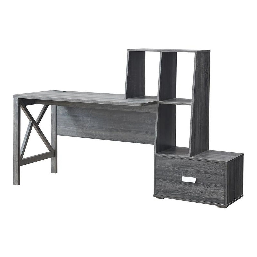 Contemporary Distressed Gray Wood Desk O586