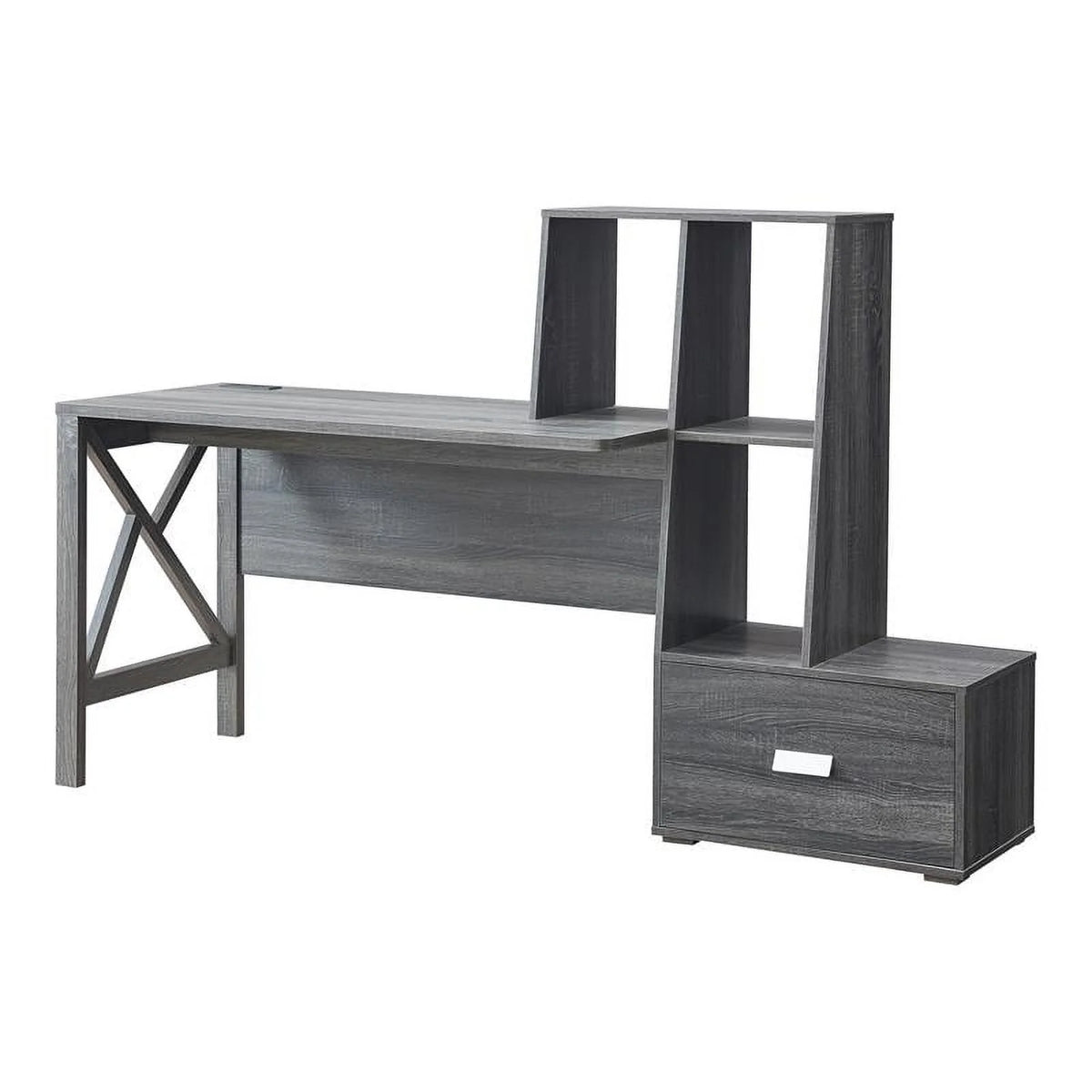 Contemporary Distressed Gray Wood Desk O586