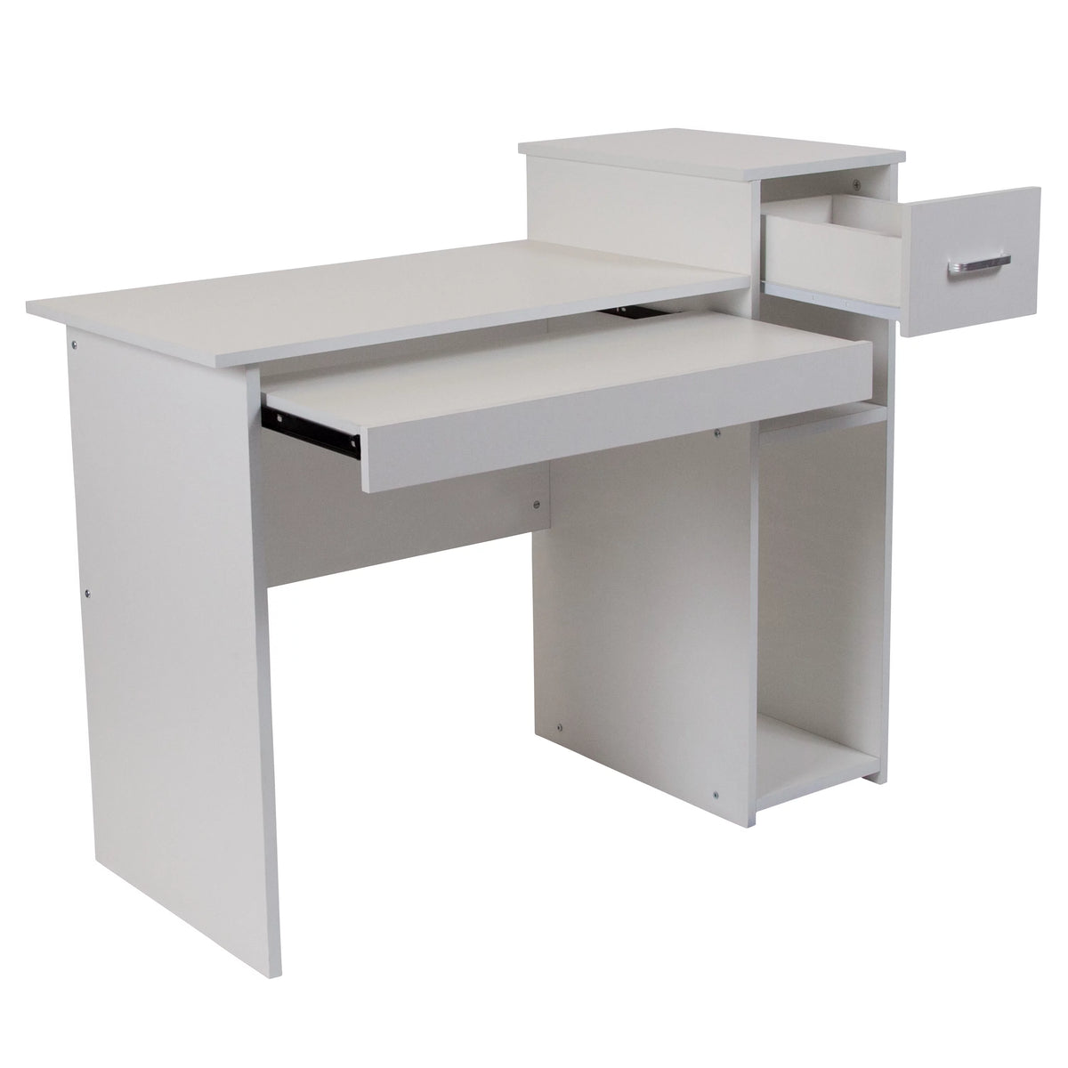 White Computer Desk with Shelves and Drawer N295
