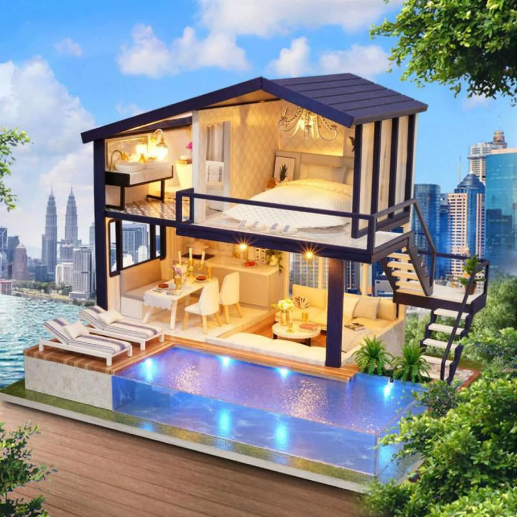 Miniature Dollhouse with LED Light, Swimming H44935