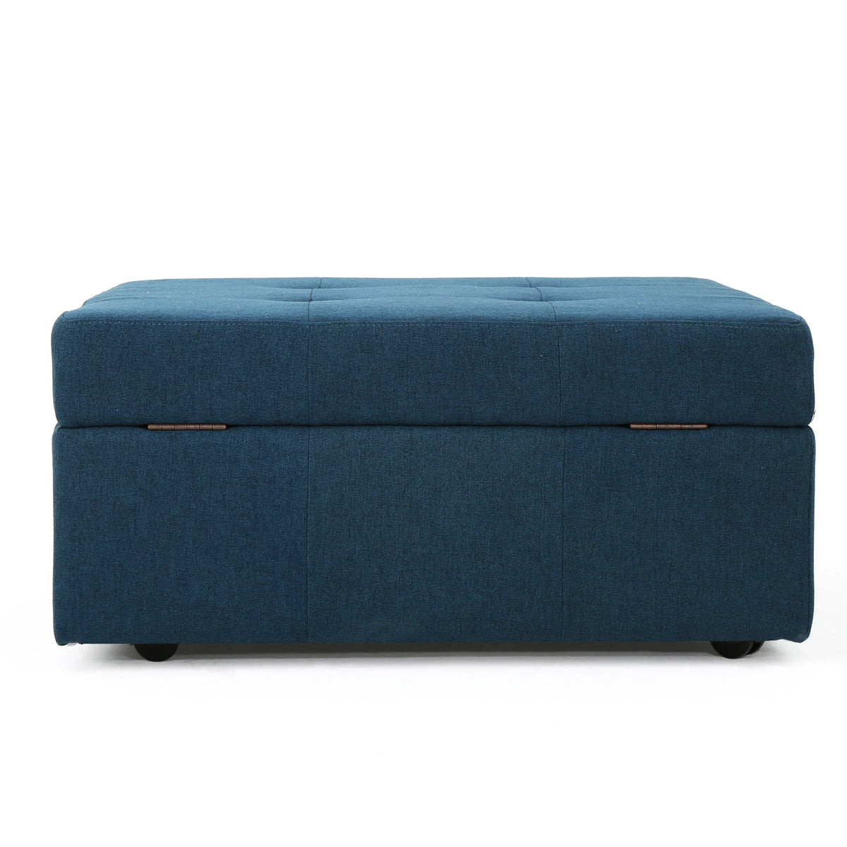 Navy Blue Tufted Fabric Storage Ottoman with Rolling Casters Q501