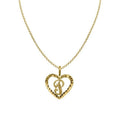 14K Yellow Gold Diamond-Cut Heart-Shaped Initial Letter P Pendant with Rolo Chain Z90334