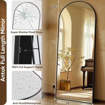 Arched Full Length Mirror 76"x34" Black Z3289