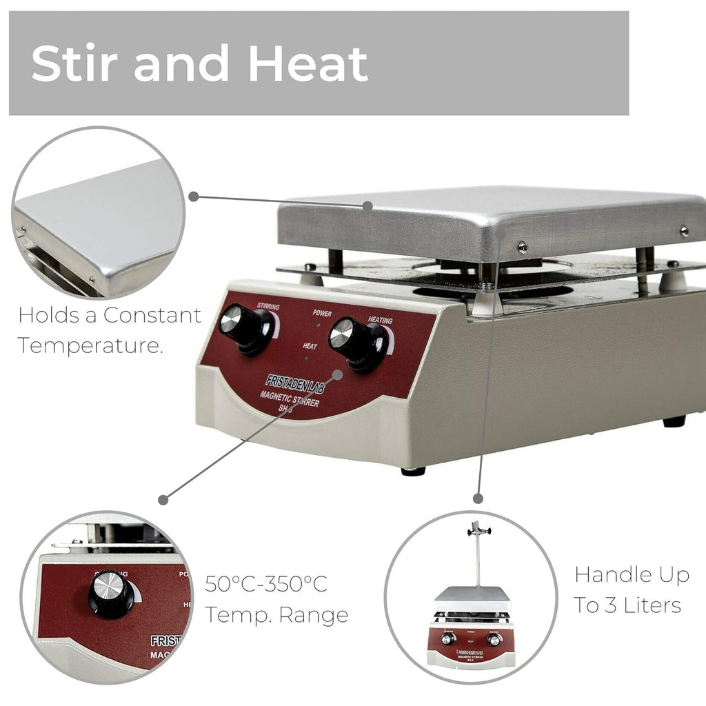 Magnetic Hot Plate Stirrer with 100-1600 RPM Speed, 350°C Temperature, 3000 ml Capacity J913