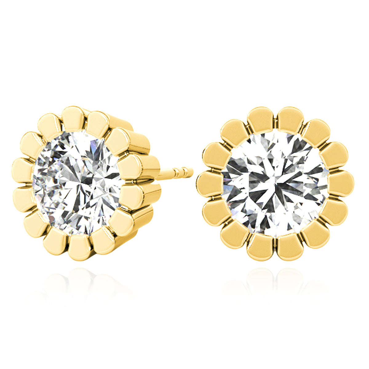 14K Gold Flower Stud Earrings J39855