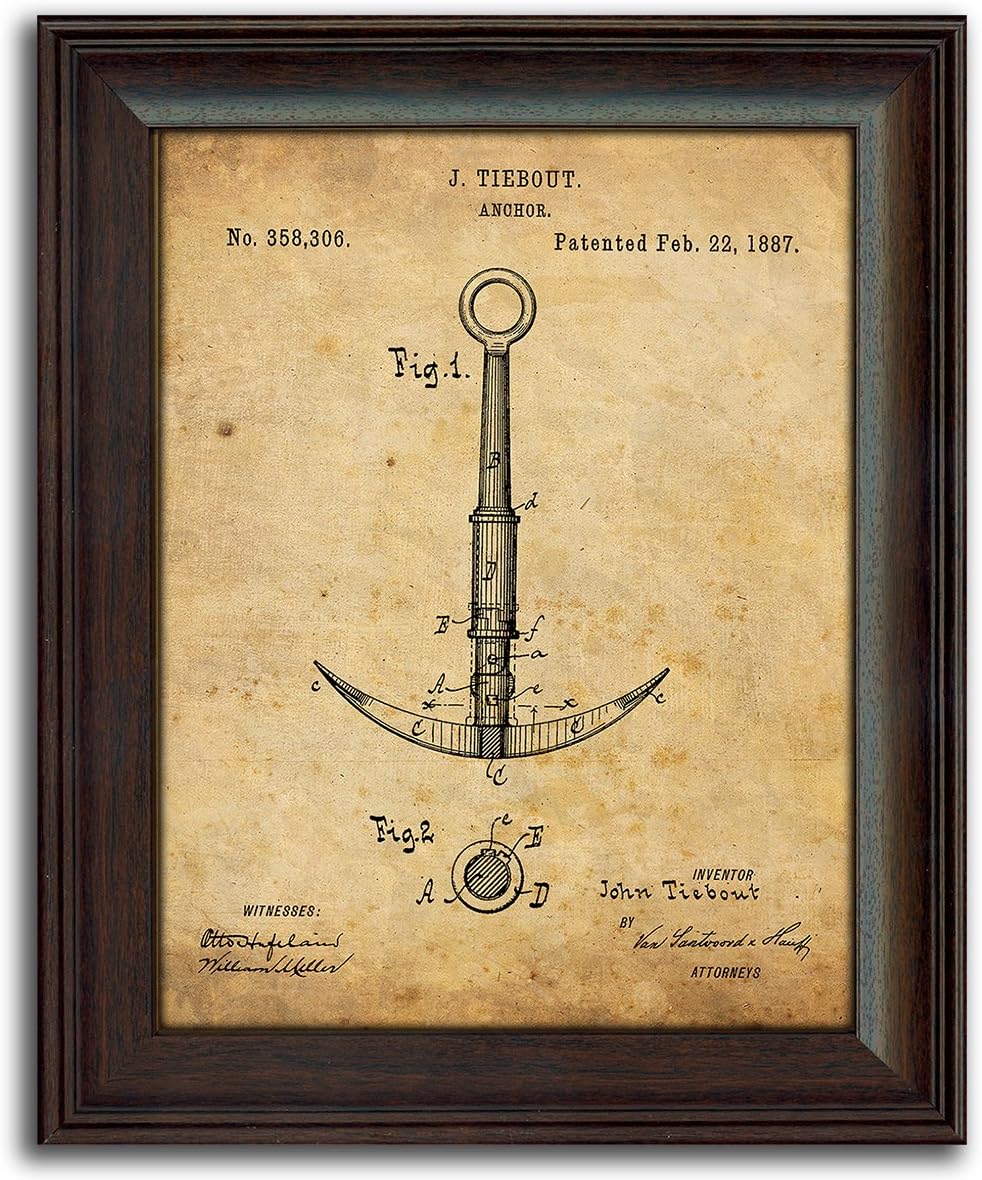 Vintage Patents Sailboat Anchor 2pc Set I60757