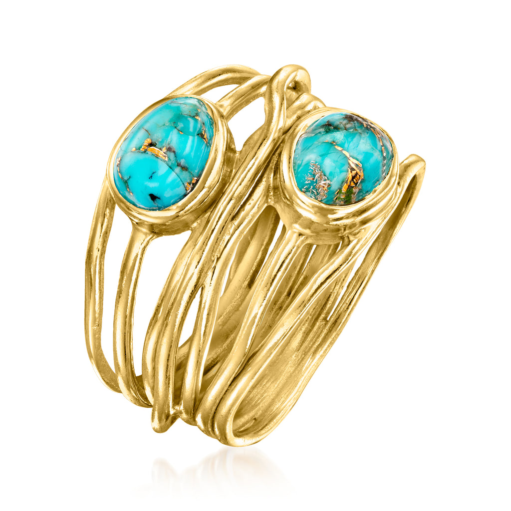 Turquoise Highway Ring in 18kt Gold Over Sterling X3475