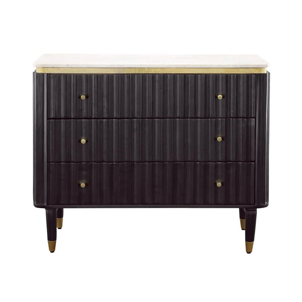 Black and Gold 3-Drawer Wood Chest H999