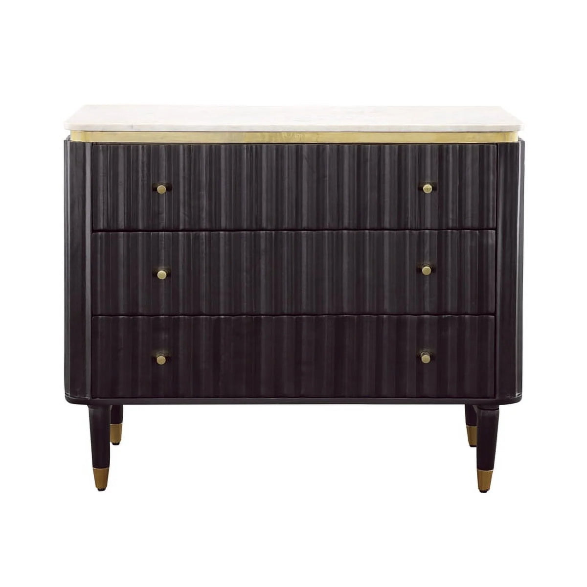 Black and Gold 3-Drawer Wood Chest H999