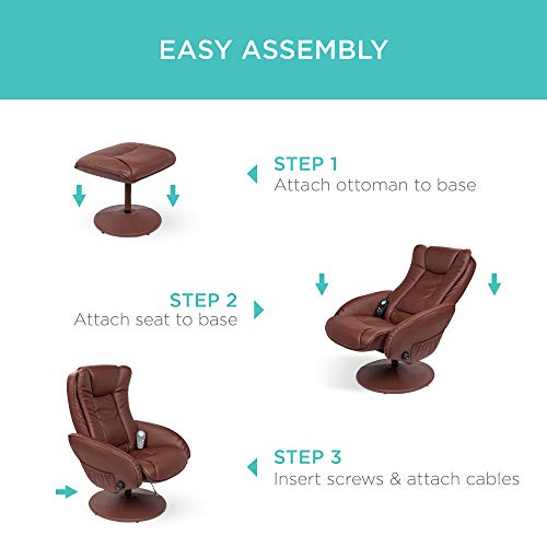 Brown Faux Leather Electric Massage Recliner with Stool M3372