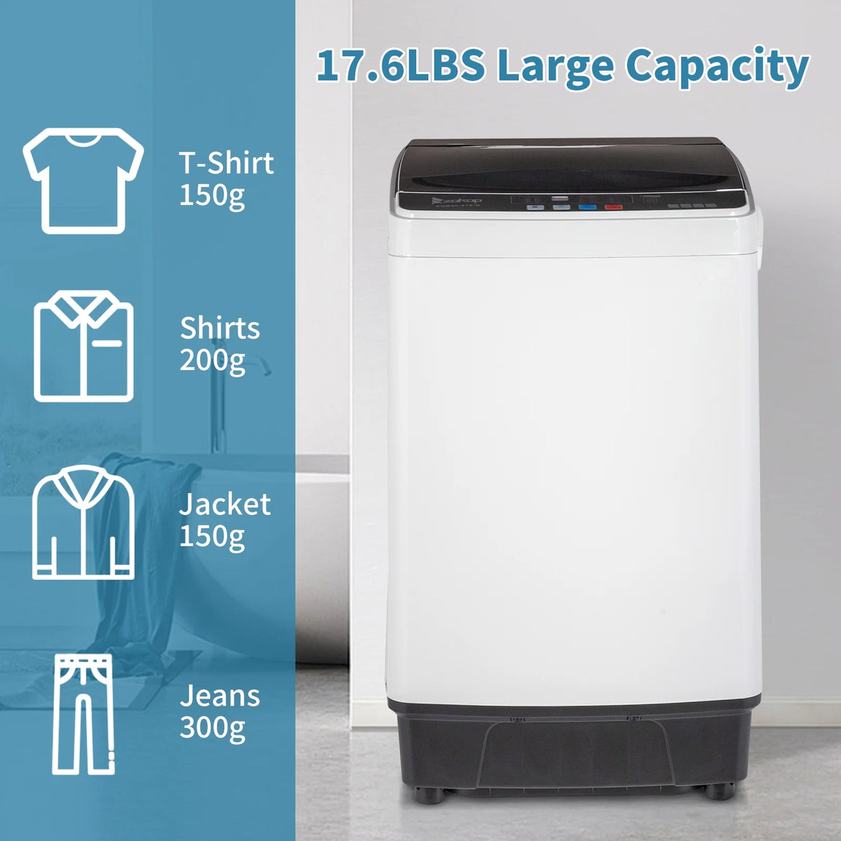 17.6 Lbs Capacity Top Load Portable Washing Machine with LED Display U582561