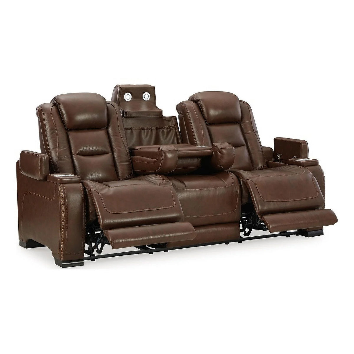 Brown Leather Power Recliner and Sofa Set R482