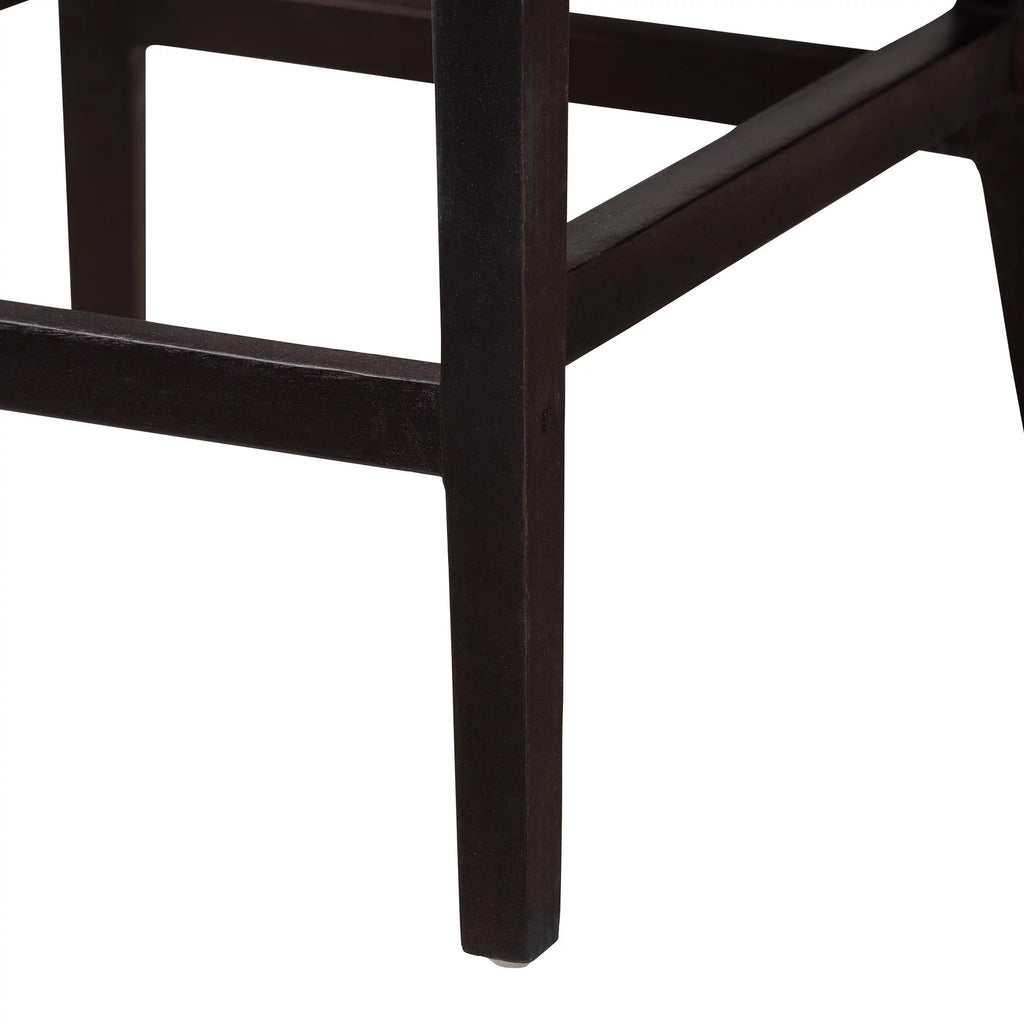 Dark Brown Mahogany Wood and Natural Rattan Counter Stool Z254996
