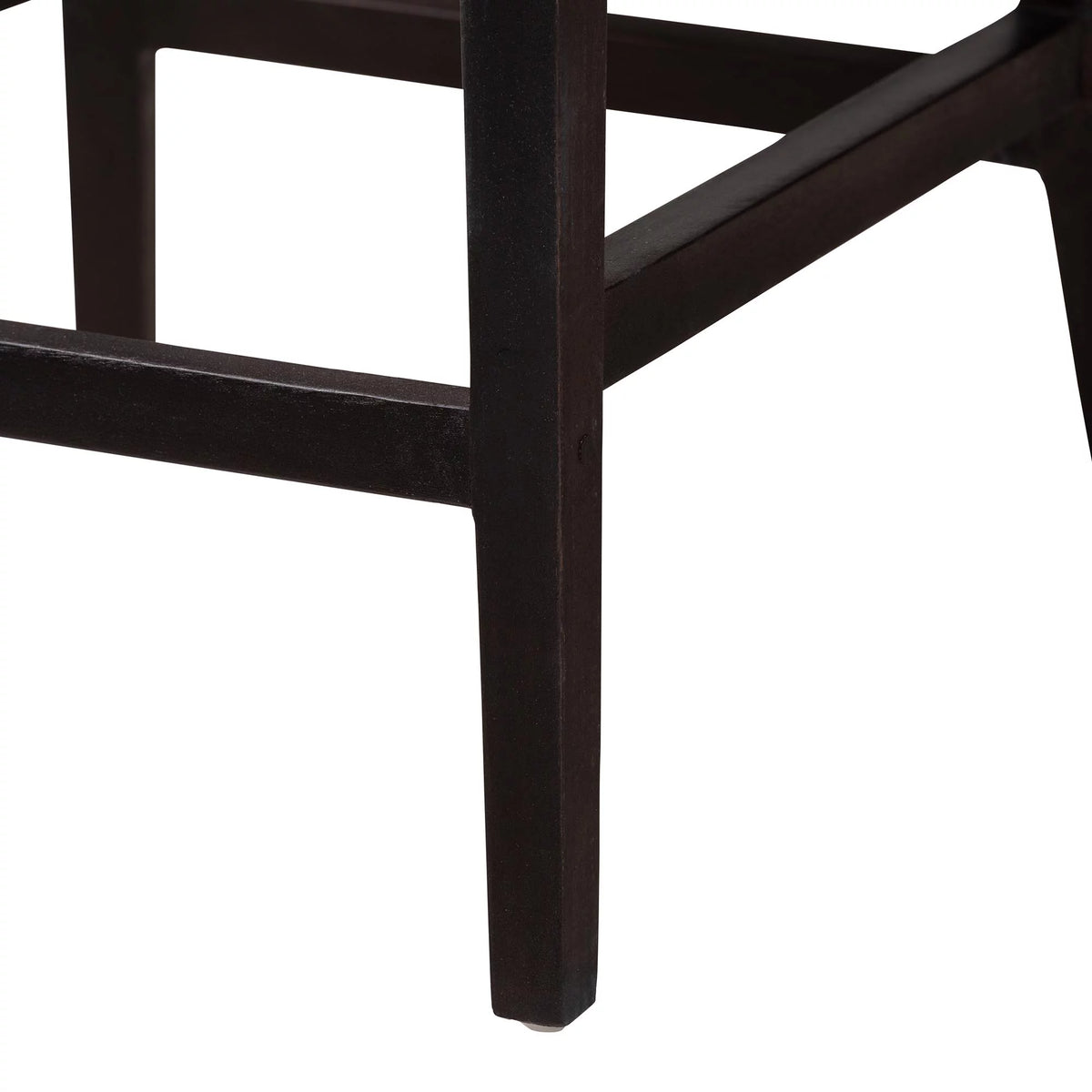 Dark Brown Mahogany Wood and Natural Rattan Counter Stool Z254996
