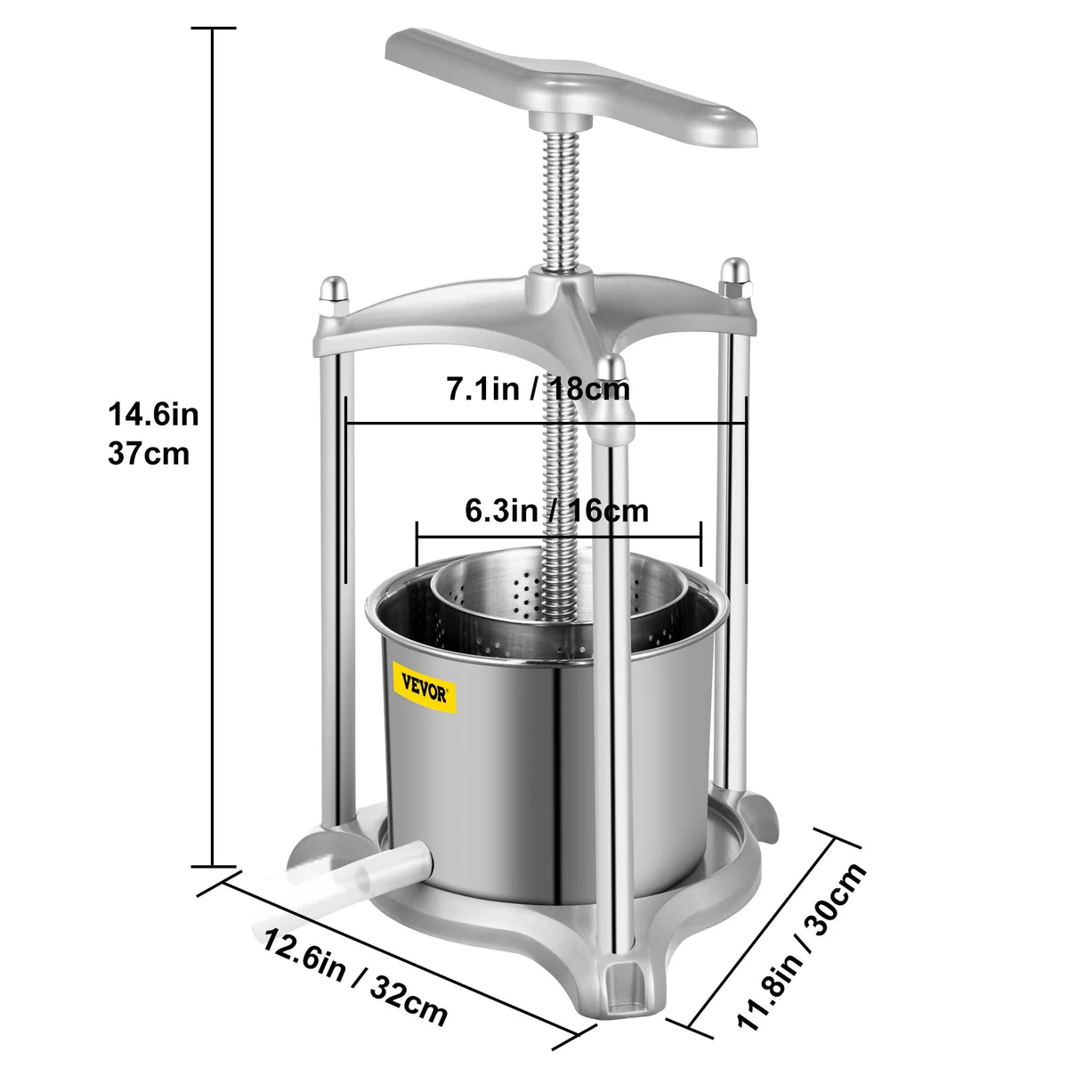 3 L Dual Stainless Steel Barrels Wine Press Machine H438792