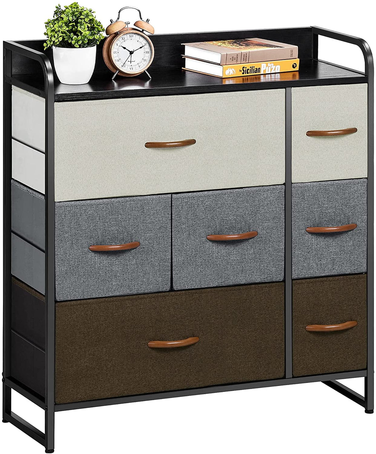 Light Gray 7 Drawer Fabric Dresser R238902