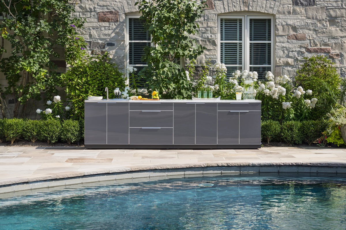 5 Piece Outdoor Kitchen Cabinet Set with Countertops J23526