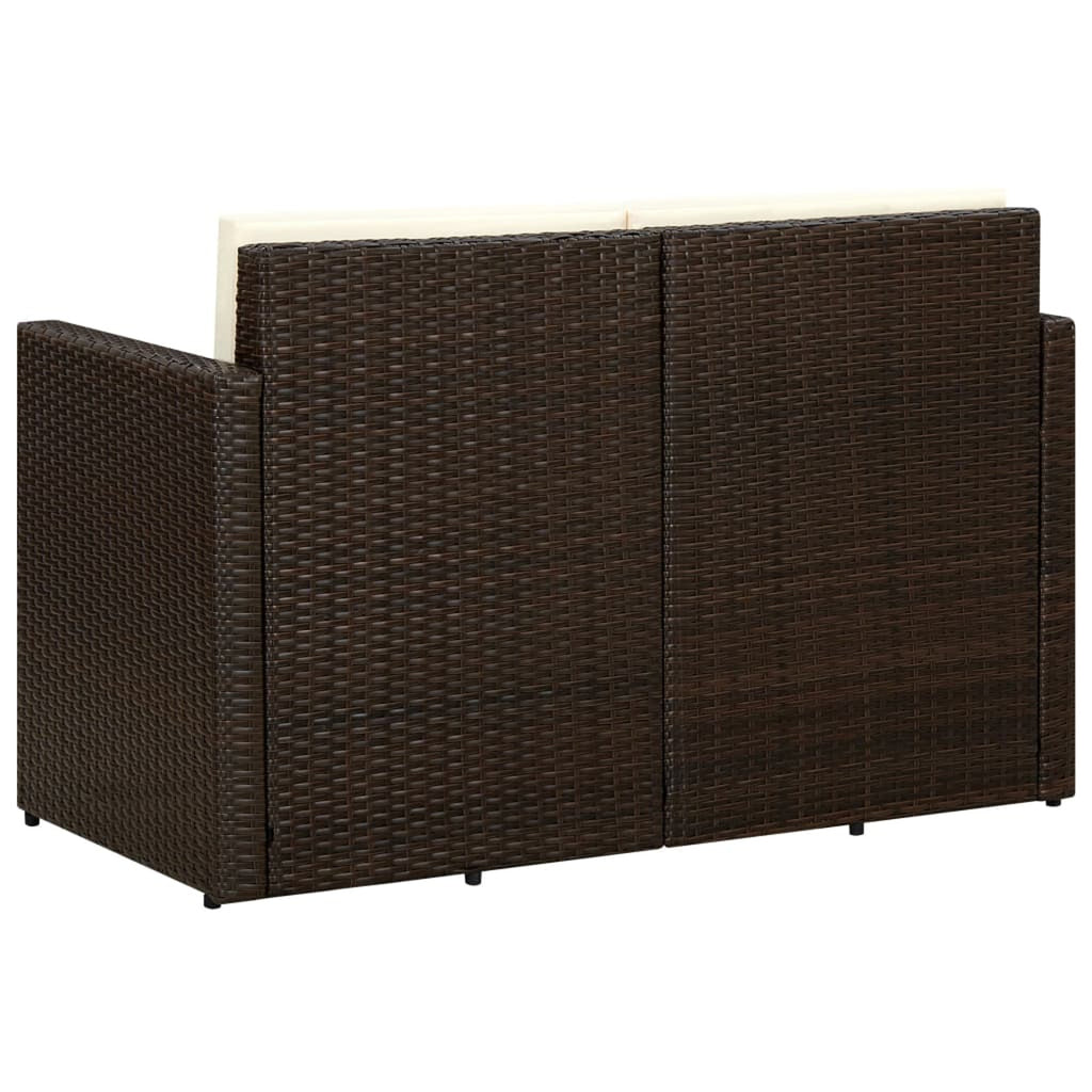 Brown Poly Rattan 2 Seater Outdoor Sofa with Cushion U39823