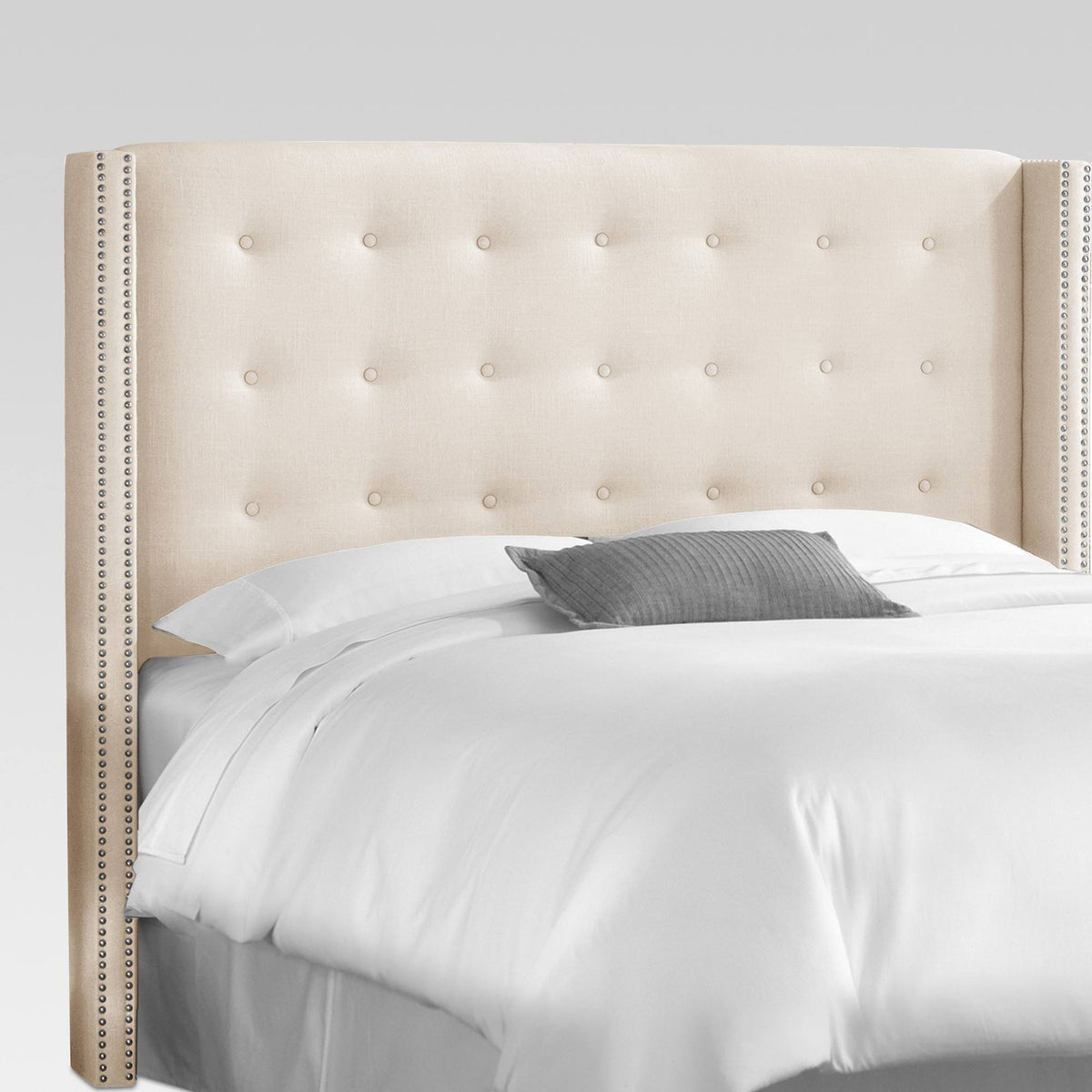 Queen Linen Tufted Wingback Headboard A557604