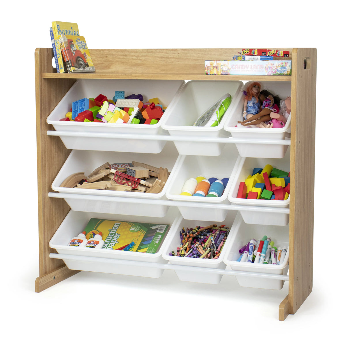 Toy Storage Organizer with Shelf and 9 Storage Bins X343