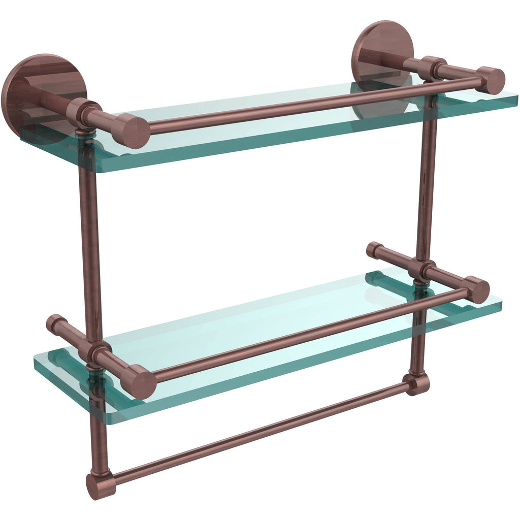 Polished Chrome Double Glass Shelf with Towel Bar C1815