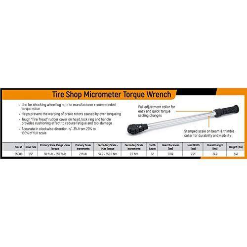 Micrometer Torque Wrench, 1/2x22 Drive Z98819