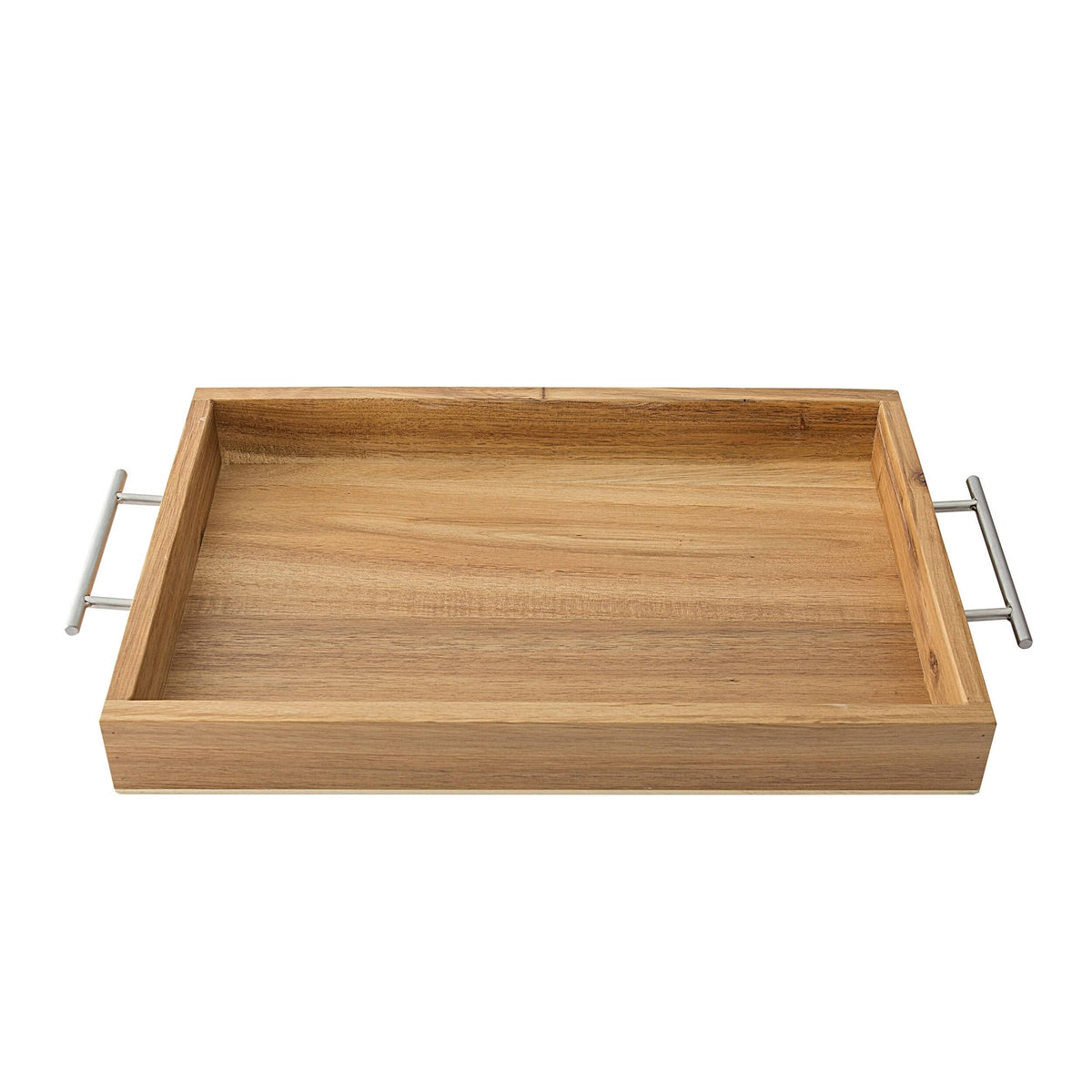 Acacia-wood Tray with Metal Handles H61401